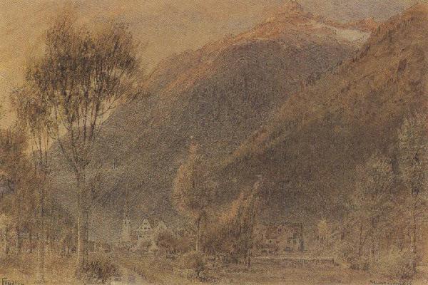 Albert goodwin,r.w.s The Town of Fluelen,Switzerland (mk37) china oil painting image